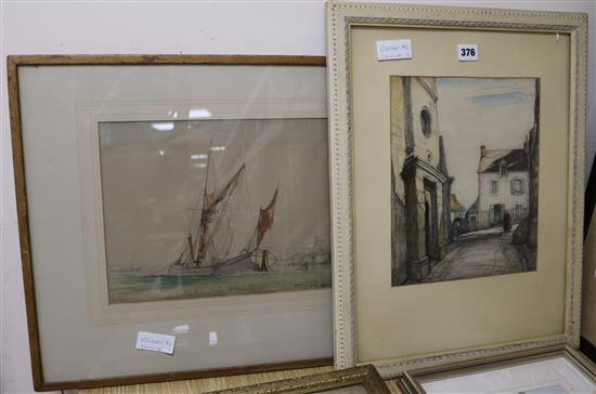 Hester Frood La Trinity sur Mer and A study of a Thames barge 11.5 x 9.5in. and 9.5 x 13.5in.